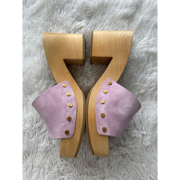 VERONICA BEARD Hannalee Suede Platform Clogs Lavender Size 10 - Picture 4 of 11